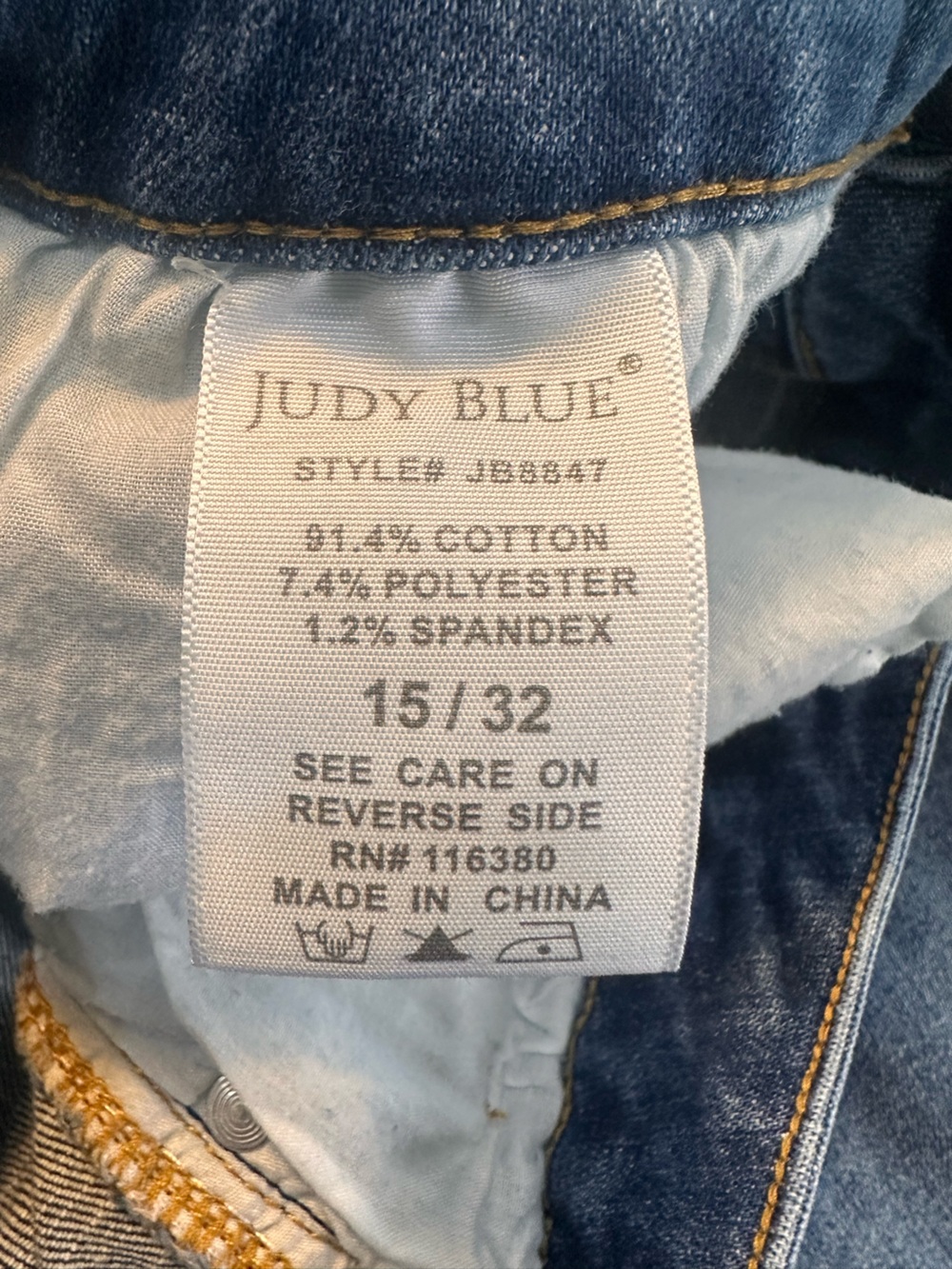 Judy Blue Skinny Fit Medium Blue Denim Distressed Wash High Rise Jeans Size 15 - Picture 6 of 6